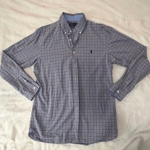 Ralph Lauren Men’s Blue Check Button-Up Dress Shirt Size L Classic Fit